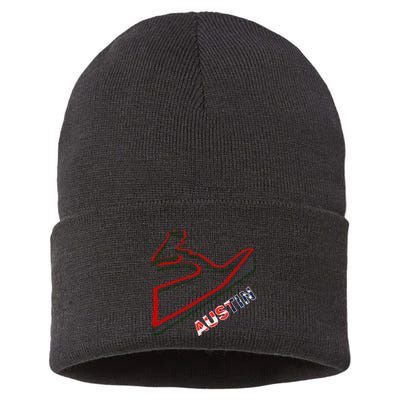 Austin Formula Racing Track Circuit Map For Fans Sustainable Knit Beanie
