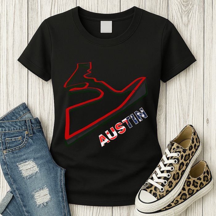 Austin Formula Racing Track Circuit Map For Fans Womens T-Shirt