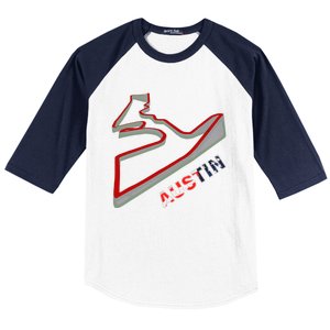 Austin Formula Racing Track Circuit Map For Fans Baseball Sleeve Shirt