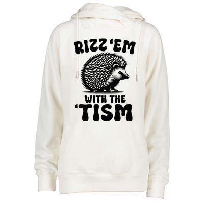 Autism Funny Rizz Em With The Tism Meme Autistic Hodgehog Womens Funnel Neck Pullover Hood