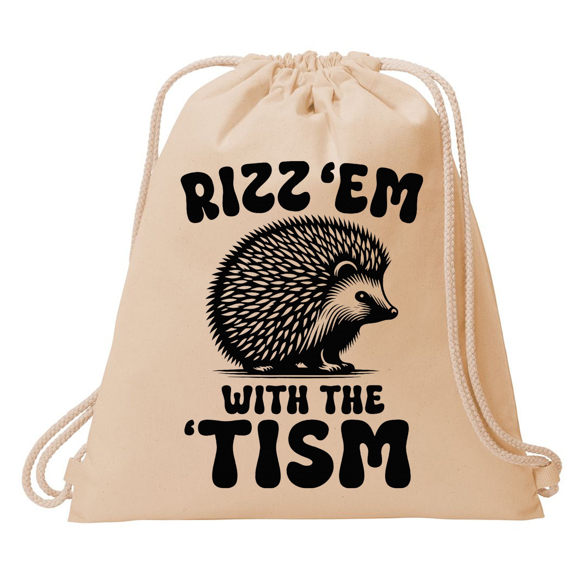 Autism Funny Rizz Em With The Tism Meme Autistic Hodgehog Drawstring Bag