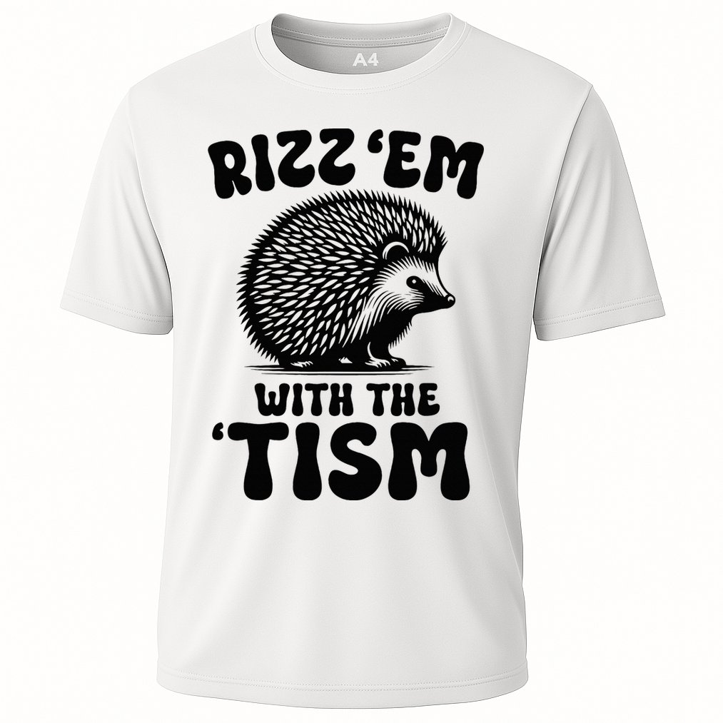 Autism Funny Rizz Em With The Tism Meme Autistic Hodgehog Cooling Performance Crew T-Shirt