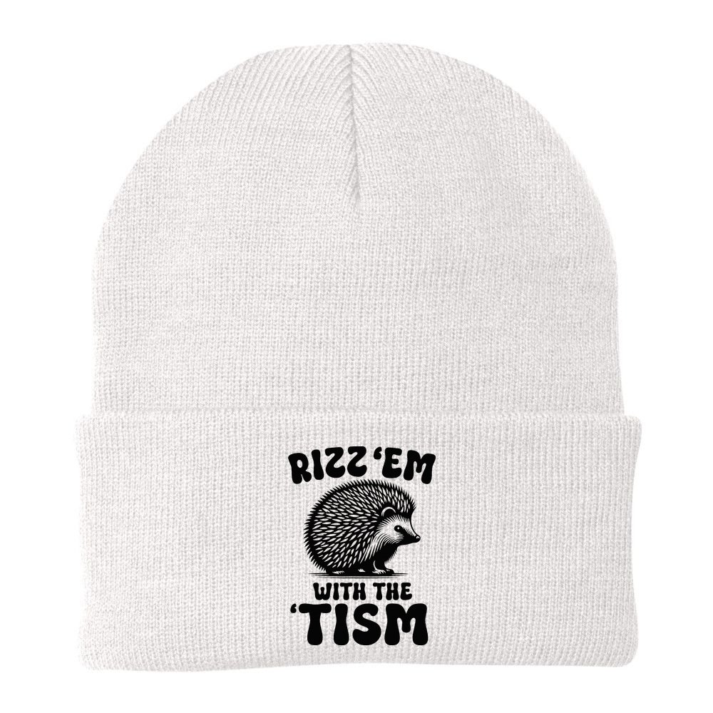 Autism Funny Rizz Em With The Tism Meme Autistic Hodgehog Beanie