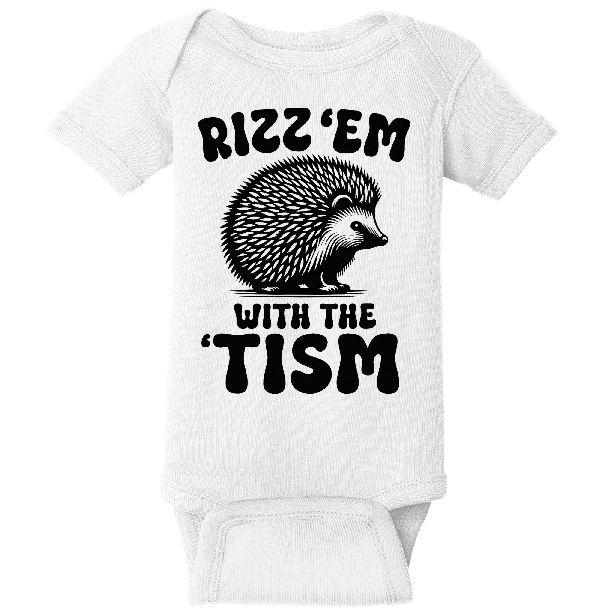 Autism Funny Rizz Em With The Tism Meme Autistic Hodgehog Baby Bodysuit