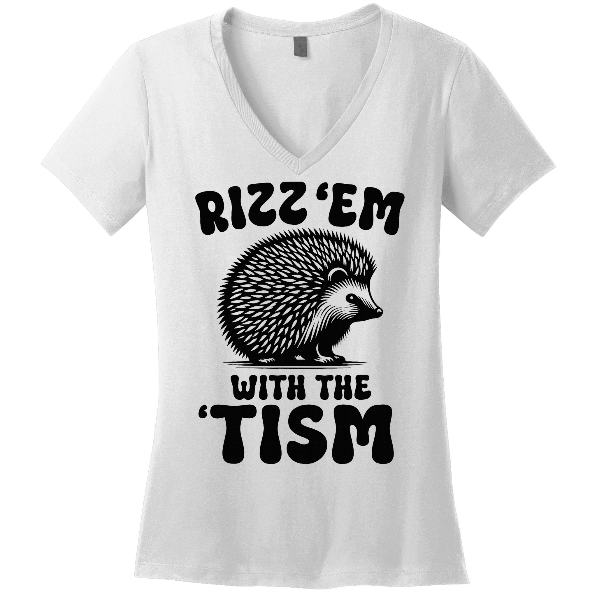 Autism Funny Rizz Em With The Tism Meme Autistic Hodgehog Women's V-Neck T-Shirt