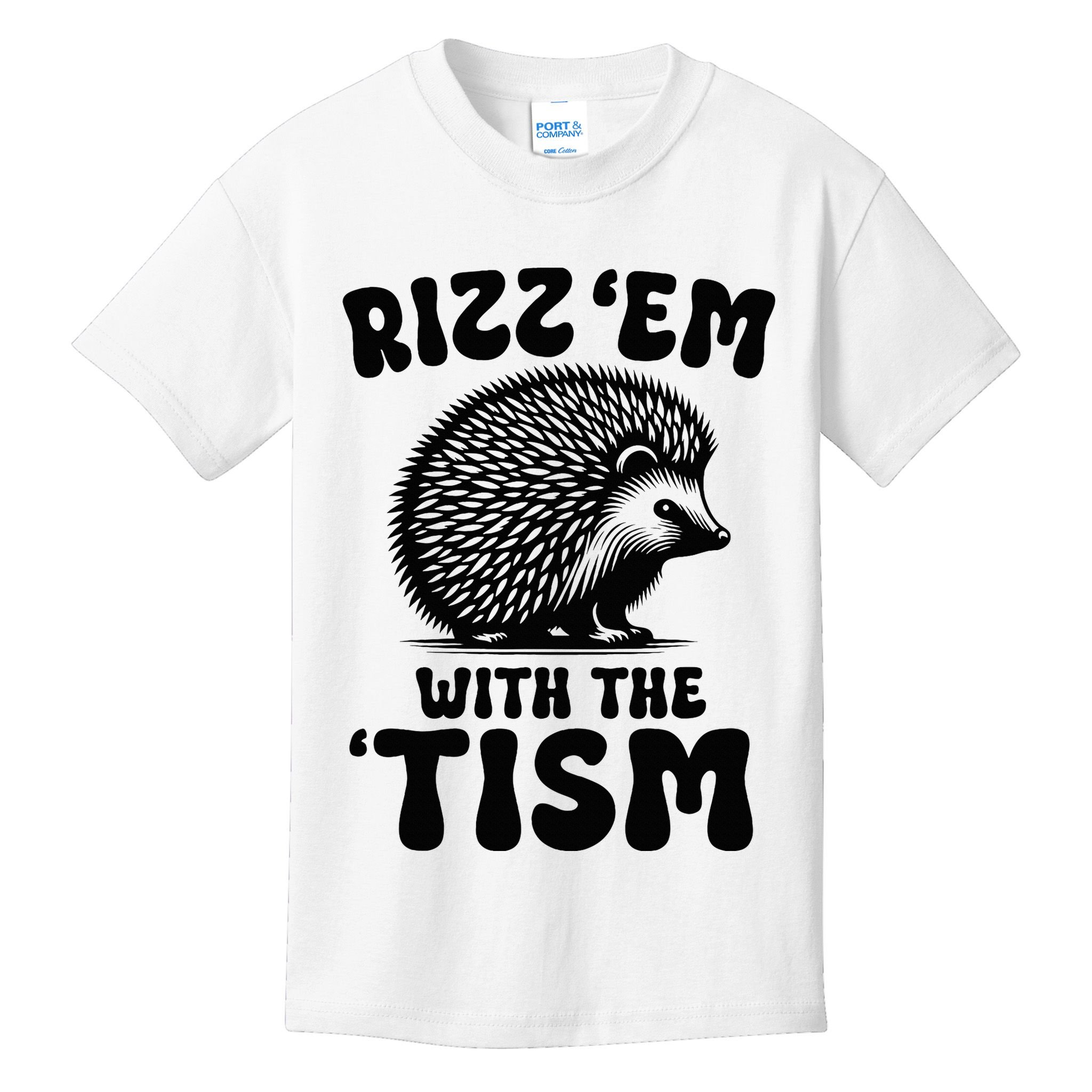 Autism Funny Rizz Em With The Tism Meme Autistic Hodgehog Kids T-Shirt