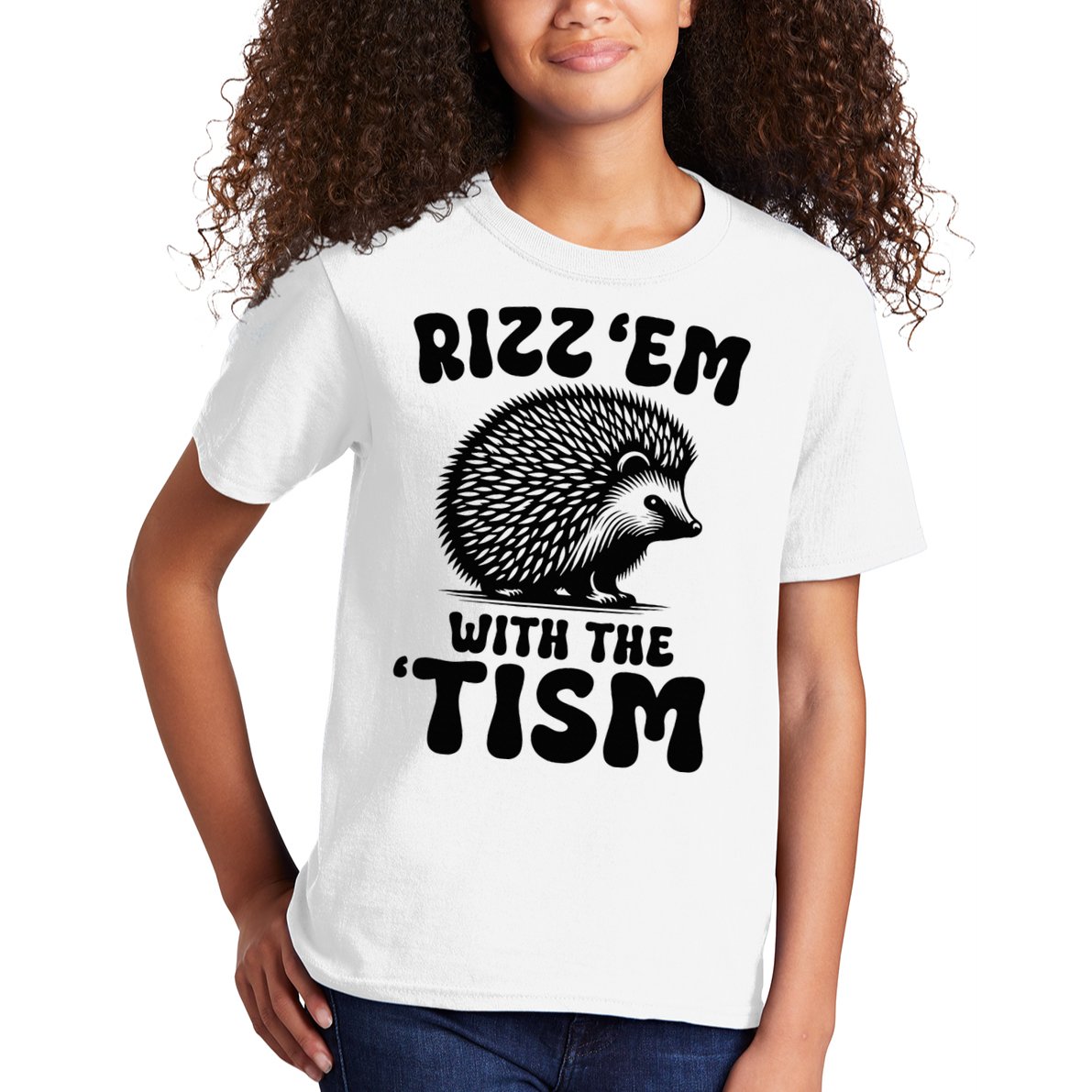 Autism Funny Rizz Em With The Tism Meme Autistic Hodgehog Kids T-Shirt