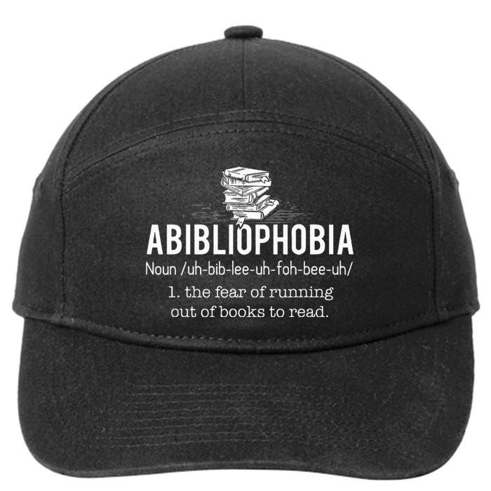 Abibliophobia Funny Reading Bookworm Reader Gift 7-Panel Snapback Hat