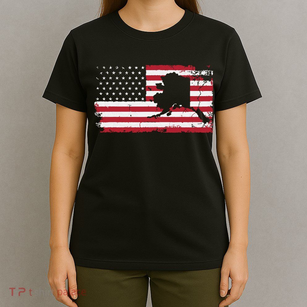American Flag Retro Alaska 4th Of July Vintage Gift Usa T-Shirt