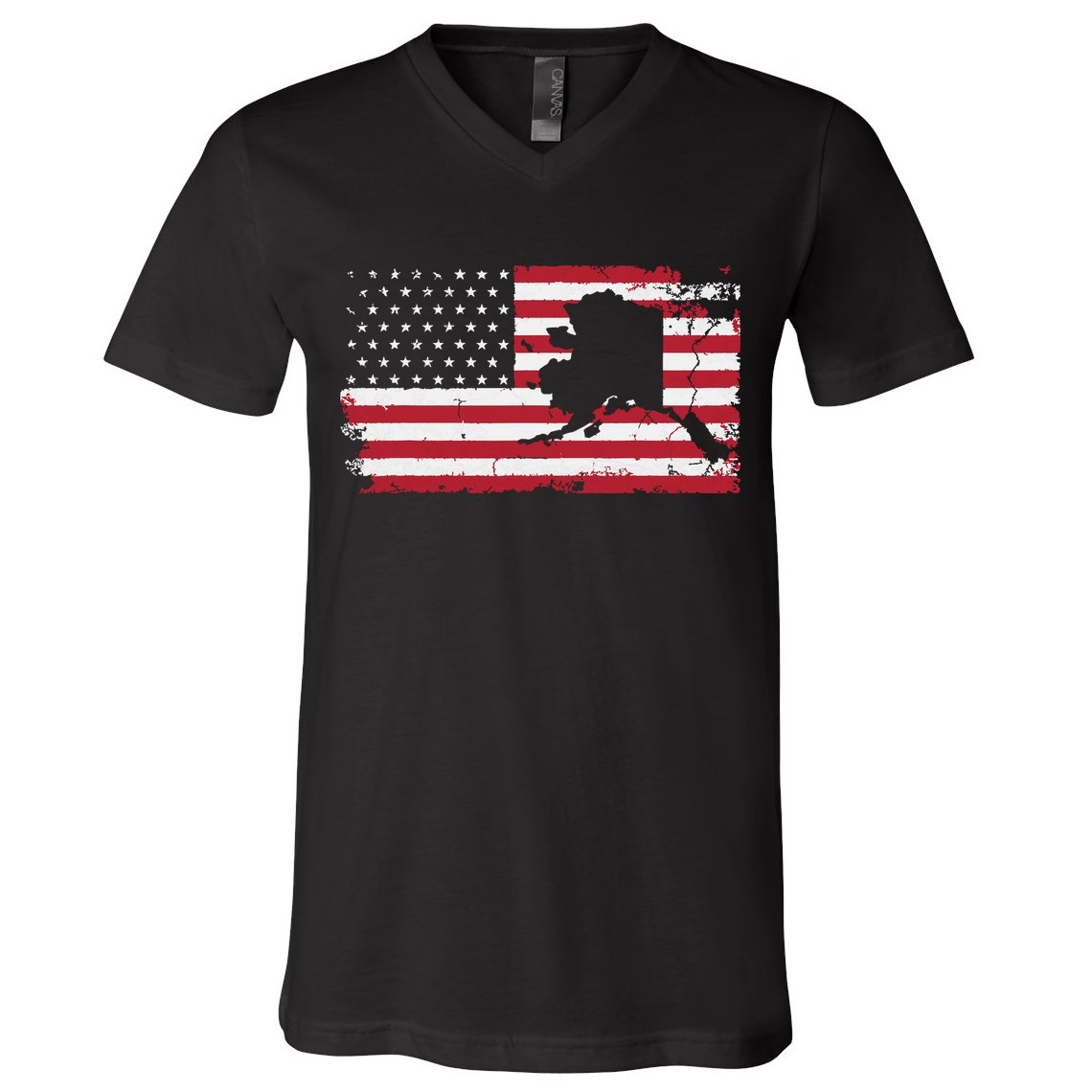 American Flag Retro Alaska 4th Of July Vintage Gift Usa V-Neck T-Shirt