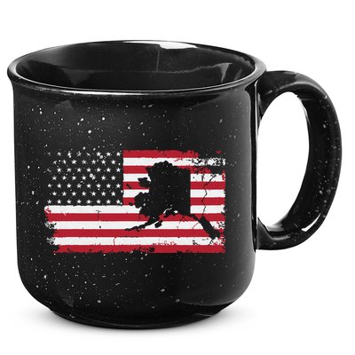 American Flag Retro Alaska 4th Of July Vintage Gift Usa 15oz Campfire Ceramic Mug