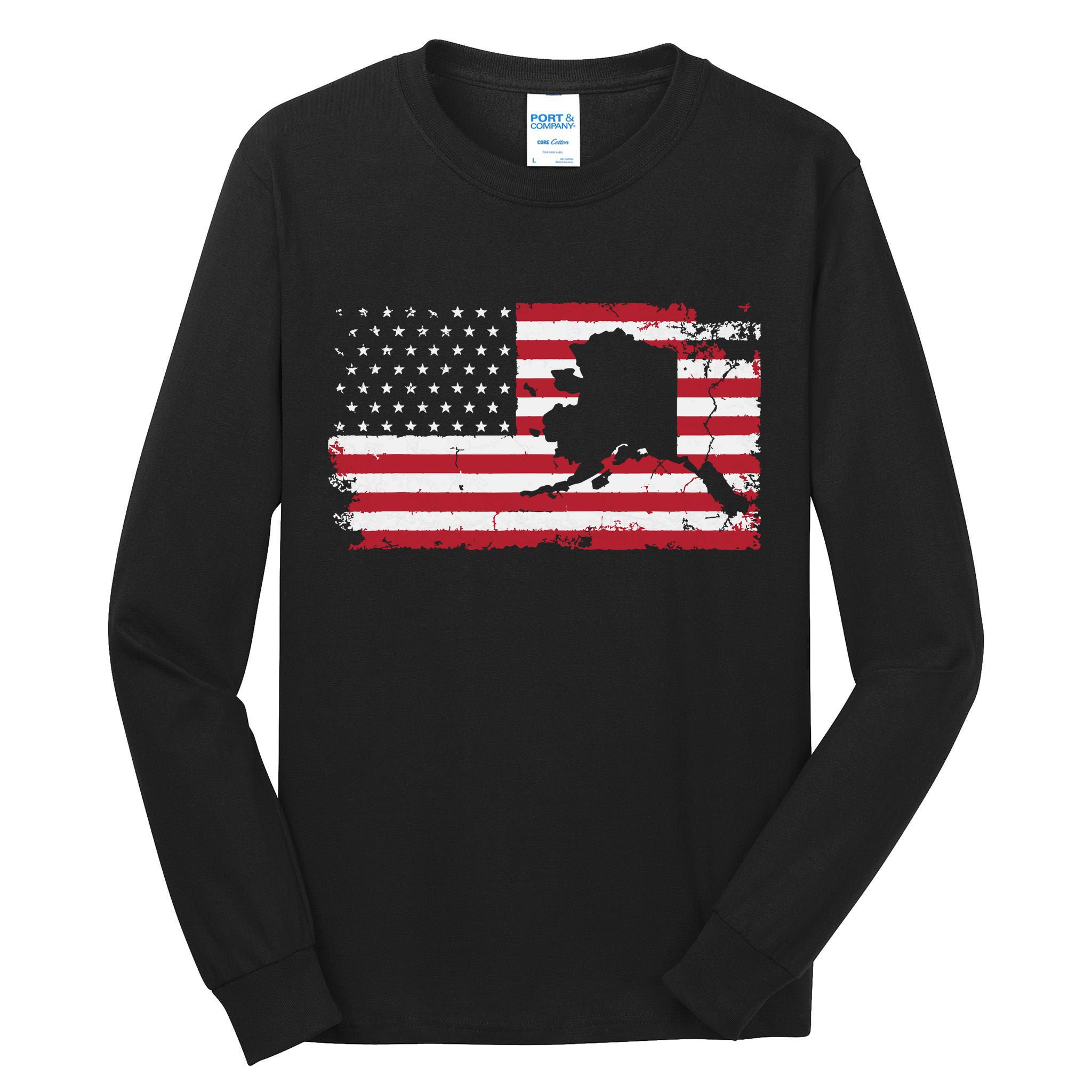 American Flag Retro Alaska 4th Of July Vintage Gift Usa Tall Long Sleeve T-Shirt