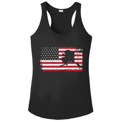American Flag Retro Alaska 4th Of July Vintage Gift Usa Ladies PosiCharge Competitor Racerback Tank