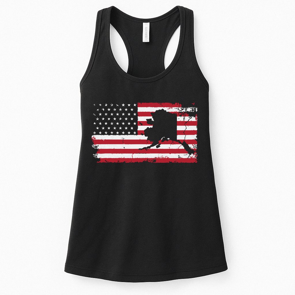 American Flag Retro Alaska 4th Of July Vintage Gift Usa Womens Tank Top