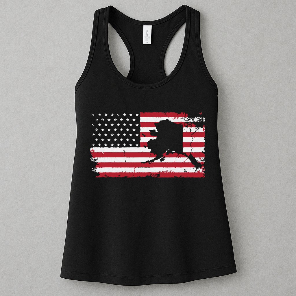 American Flag Retro Alaska 4th Of July Vintage Gift Usa Womens Tank Top