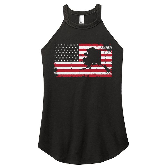American Flag Retro Alaska 4th Of July Vintage Gift Usa Women's Perfect Tri Rocker Tank