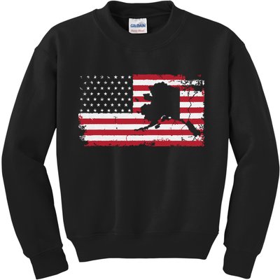 American Flag Retro Alaska 4th Of July Vintage Gift Usa Kids Sweatshirt