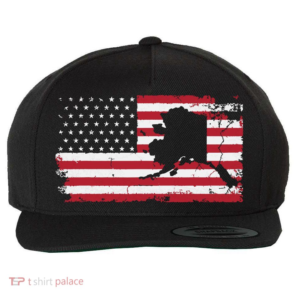 American Flag Retro Alaska 4th Of July Vintage Gift Usa Wool Snapback Cap