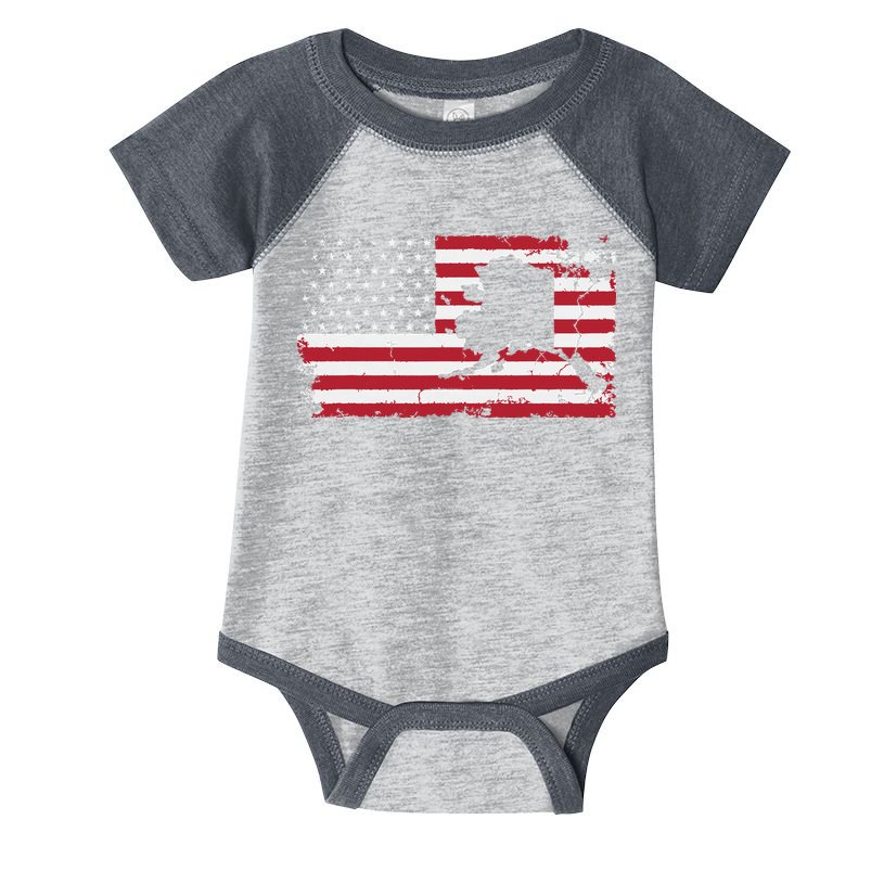 American Flag Retro Alaska 4th Of July Vintage Gift Usa Infant Baby Jersey Bodysuit