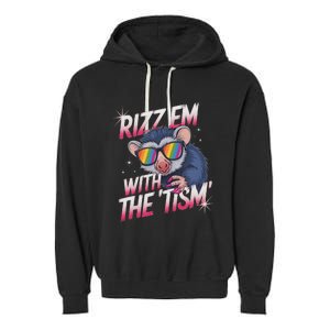 Autism Funny Rizz Em With The Tism Meme Autistic Racoon Garment-Dyed Fleece Hoodie