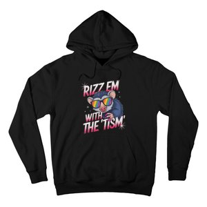 Autism Funny Rizz Em With The Tism Meme Autistic Racoon Hoodie