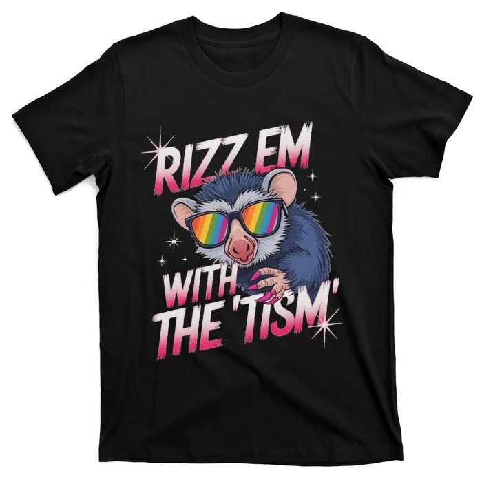 Autism Funny Rizz Em With The Tism Meme Autistic Racoon T-Shirt