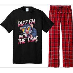 Autism Funny Rizz Em With The Tism Meme Autistic Racoon Pajama Set