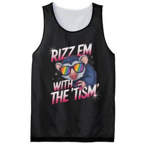 Autism Funny Rizz Em With The Tism Meme Autistic Racoon Mesh Reversible Basketball Jersey Tank