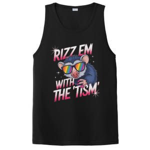 Autism Funny Rizz Em With The Tism Meme Autistic Racoon PosiCharge Competitor Tank