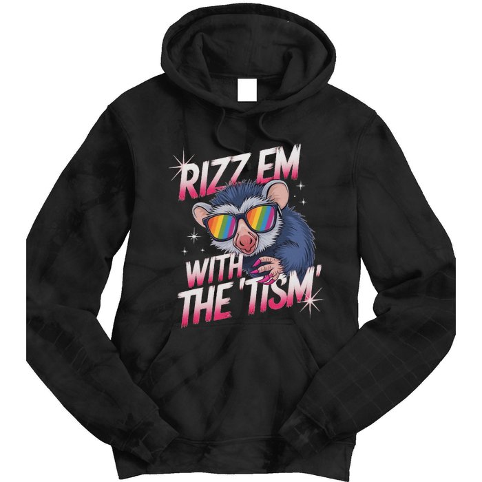 Autism Funny Rizz Em With The Tism Meme Autistic Racoon Tie Dye Hoodie