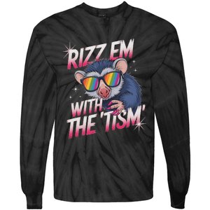 Autism Funny Rizz Em With The Tism Meme Autistic Racoon Tie-Dye Long Sleeve Shirt