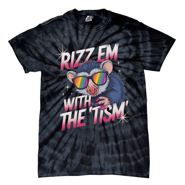 Autism Funny Rizz Em With The Tism Meme Autistic Racoon Tie-Dye T-Shirt