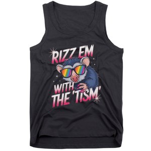 Autism Funny Rizz Em With The Tism Meme Autistic Racoon Tank Top