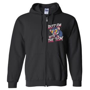 Autism Funny Rizz Em With The Tism Meme Autistic Racoon Full Zip Hoodie