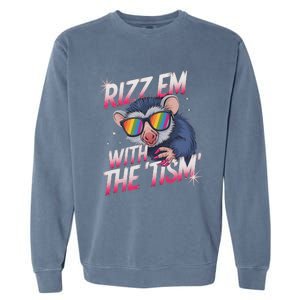 Autism Funny Rizz Em With The Tism Meme Autistic Racoon Garment-Dyed Sweatshirt