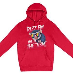 Autism Funny Rizz Em With The Tism Meme Autistic Racoon Premium Pullover Hoodie