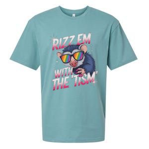 Autism Funny Rizz Em With The Tism Meme Autistic Racoon Sueded Cloud Jersey T-Shirt