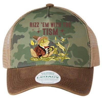 Autism Funny Rizz Em With The Tism Meme Autistic Frog Funny Gift Legacy Tie Dye Trucker Hat
