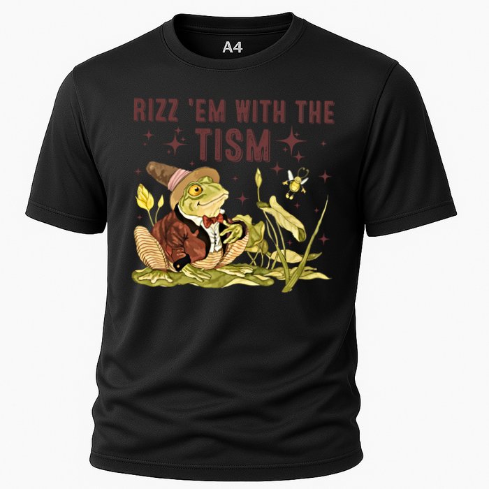 Autism Funny Rizz Em With The Tism Meme Autistic Frog Funny Gift Cooling Performance Crew T-Shirt