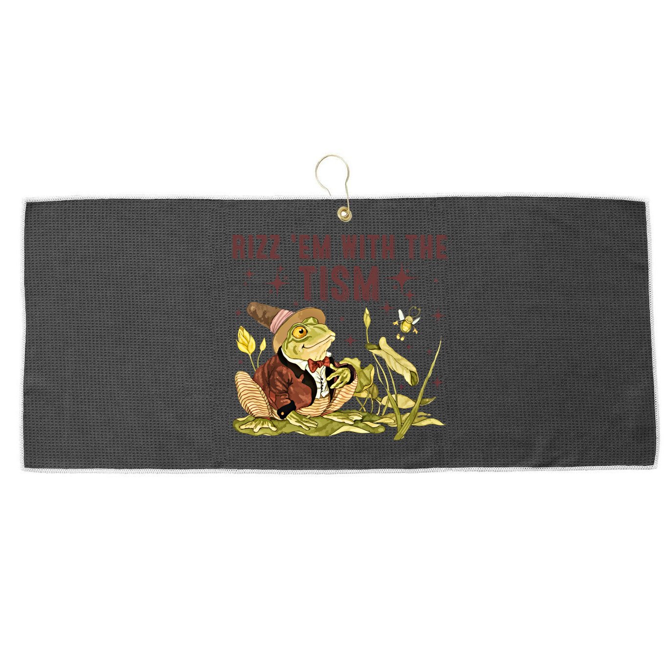 Autism Funny Rizz Em With The Tism Meme Autistic Frog Funny Gift Large Microfiber Waffle Golf Towel