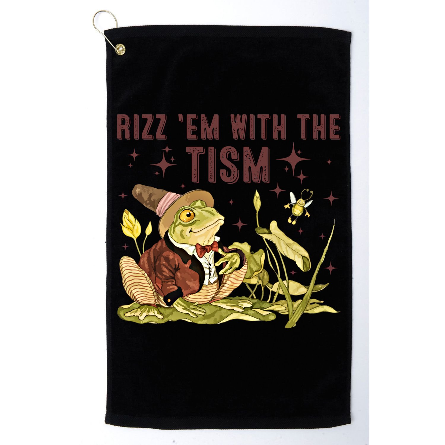 Autism Funny Rizz Em With The Tism Meme Autistic Frog Funny Gift Golf Towel