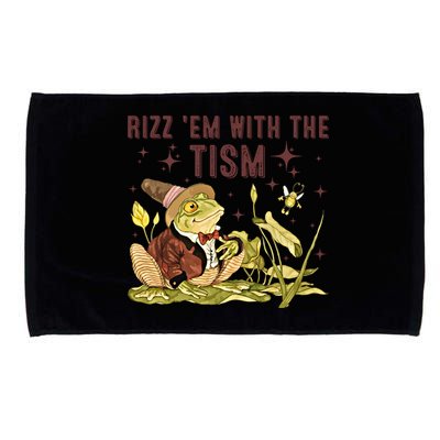 Autism Funny Rizz Em With The Tism Meme Autistic Frog Funny Gift Microfiber Hand Towel