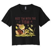 Autism Funny Rizz Em With The Tism Meme Autistic Frog Funny Gift Women's Crop Top Tee