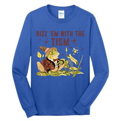 Autism Funny Rizz Em With The Tism Meme Autistic Frog Funny Gift Tall Long Sleeve T-Shirt