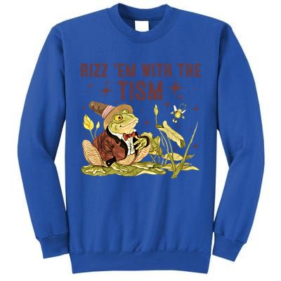 Autism Funny Rizz Em With The Tism Meme Autistic Frog Funny Gift Tall Sweatshirt