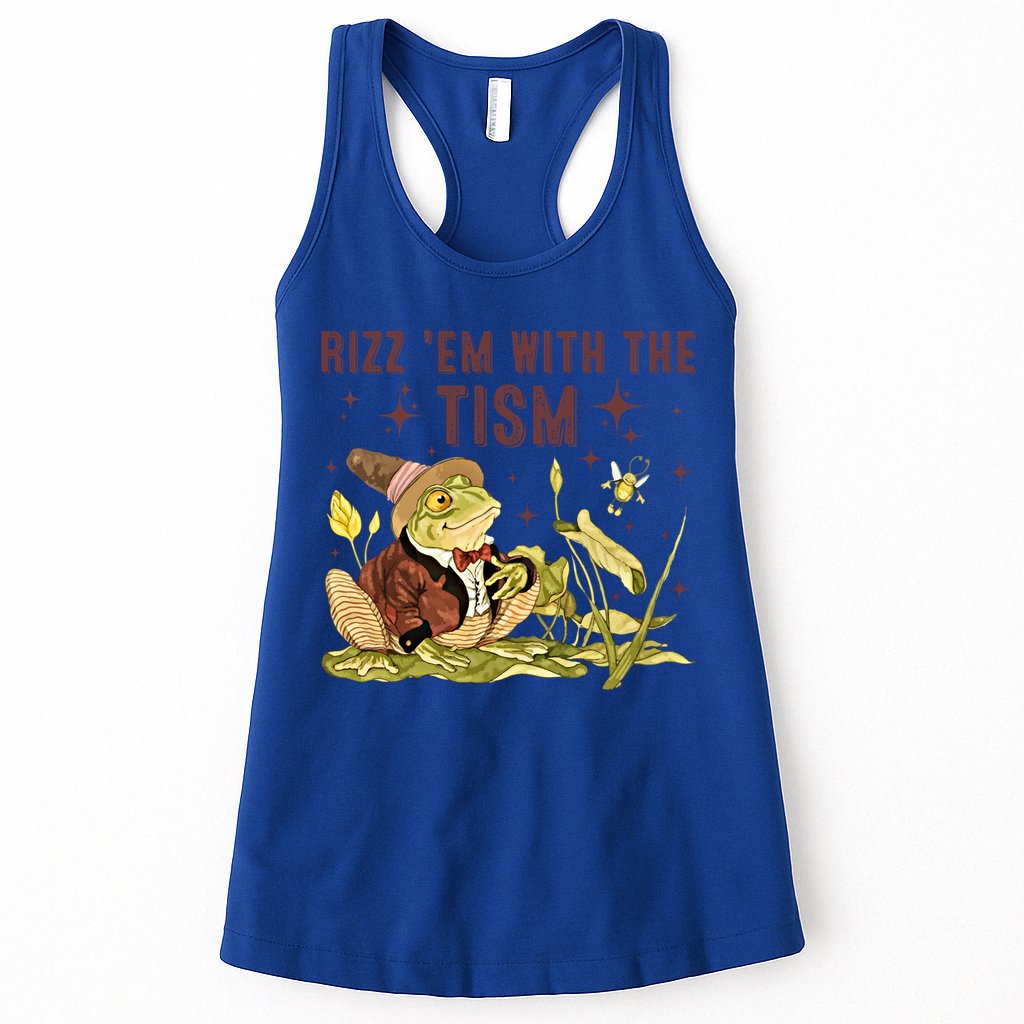 Autism Funny Rizz Em With The Tism Meme Autistic Frog Funny Gift Womens Tank Top