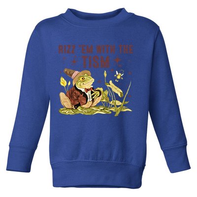 Autism Funny Rizz Em With The Tism Meme Autistic Frog Funny Gift Toddler Sweatshirt