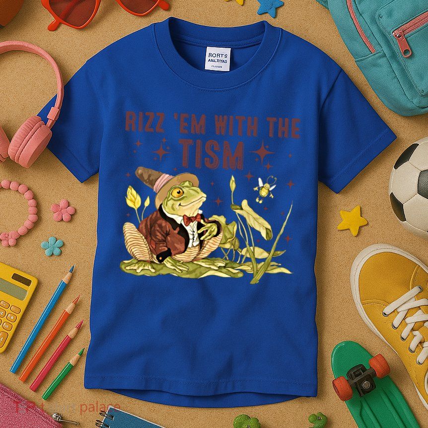 Autism Funny Rizz Em With The Tism Meme Autistic Frog Funny Gift Kids T-Shirt