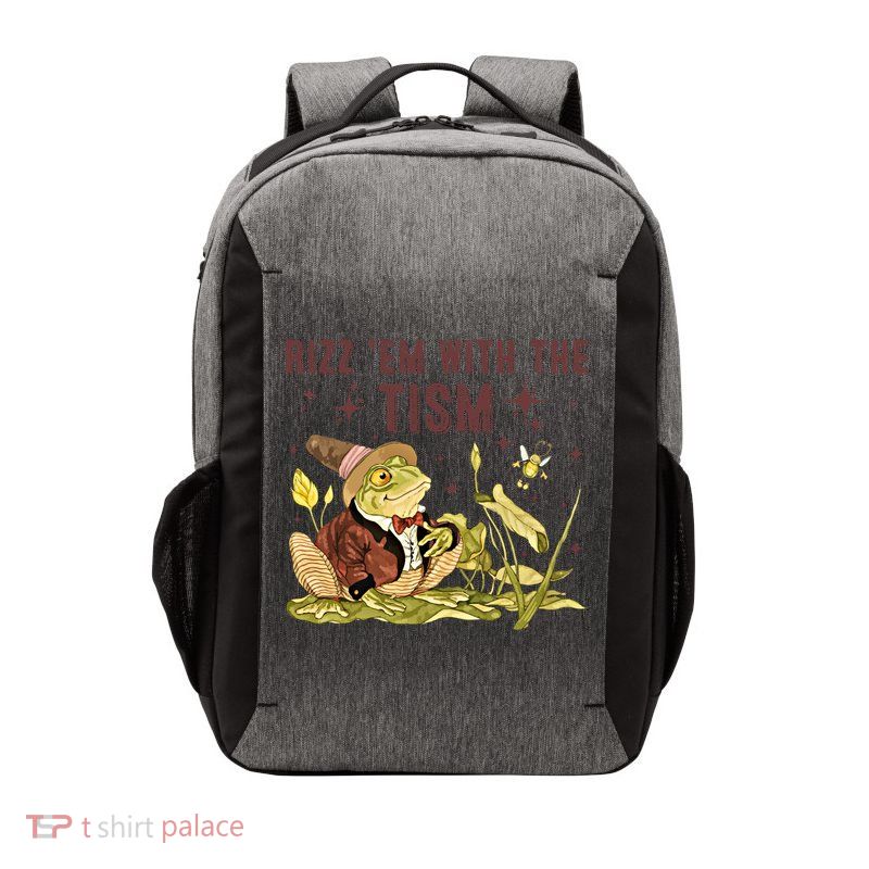 Autism Funny Rizz Em With The Tism Meme Autistic Frog Funny Gift Vector Backpack