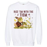Autism Funny Rizz Em With The Tism Meme Autistic Frog Funny Gift Garment-Dyed Sweatshirt